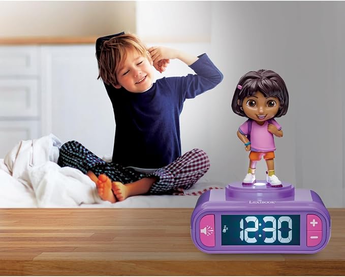 LEXIBOOK, Alarm Clock - Dora Night Light with Sound Effects, Purple, RL800DOR