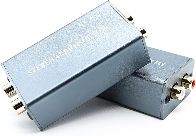 Noise Isolator RCA Audio Hum Eliminator (No Affects Bass) Noise Filter Aluminum Shell Ground Loop Noise Isolator for HiFi Stereo Home Theater Car Audio Player Plug&Play (Silver-Gray)