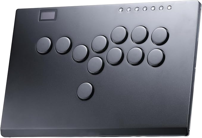SIXSIR Leverless Arcade Stick Gaming Controller M12+ Large & Slim Aluminum Alloy Template - 12 Key Crystal Low-profile Switches - Custom RGB Leverless Controller for PC/PS4/PS3/Switch
