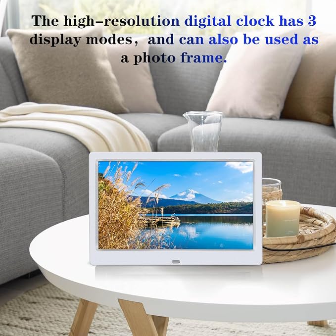 AINFTIME DST Digital Clock with Date and Day of Week for Elderly-12 Alarms Medication Reminder Dementia Alzheimers Clock Calendar with Extra Large Display (10.1 inch White)