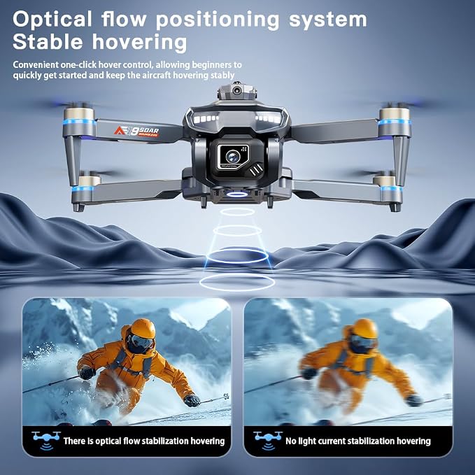 Drone with HD Camera for Adults, Foldable RC Drone with 4.3 Inch Screen on Controller, Brushless Motor, 5-Way Infrared Obstacle Avoidance, Electric Adjustable HD Camera, Optical Flow Positioning, Headless Mode, 360° Flip, Under 250g Lightweight Portabl...