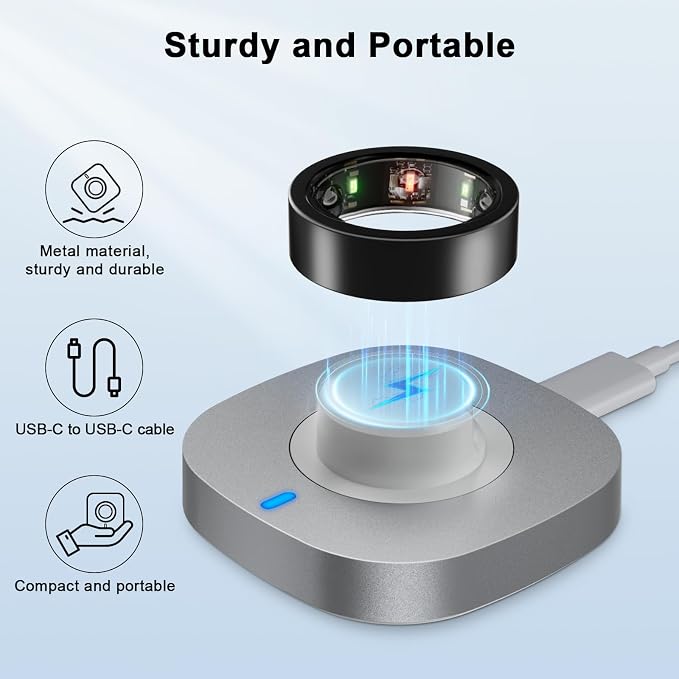 ZOOROO Charger Compatible with Aura-Ring Gen 3 Size 7, Fast Charging Dock with USB-C Cable