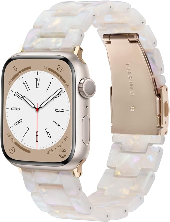 V-MORO Compatible with Resin Apple Watch Bands Series 11/10/9/8/7 46mm 45mm 44mm 42mm,Fashion Lightweight Resin Bracelet Wristband with Metal Buckle for iWatch Ultra 49mm Series 6/5/4/3/2/1/SE