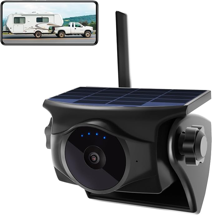 1080P Solar Magnetic WiFi Backup Camera with 8700mAh Magnetic 12V Battery Pack
