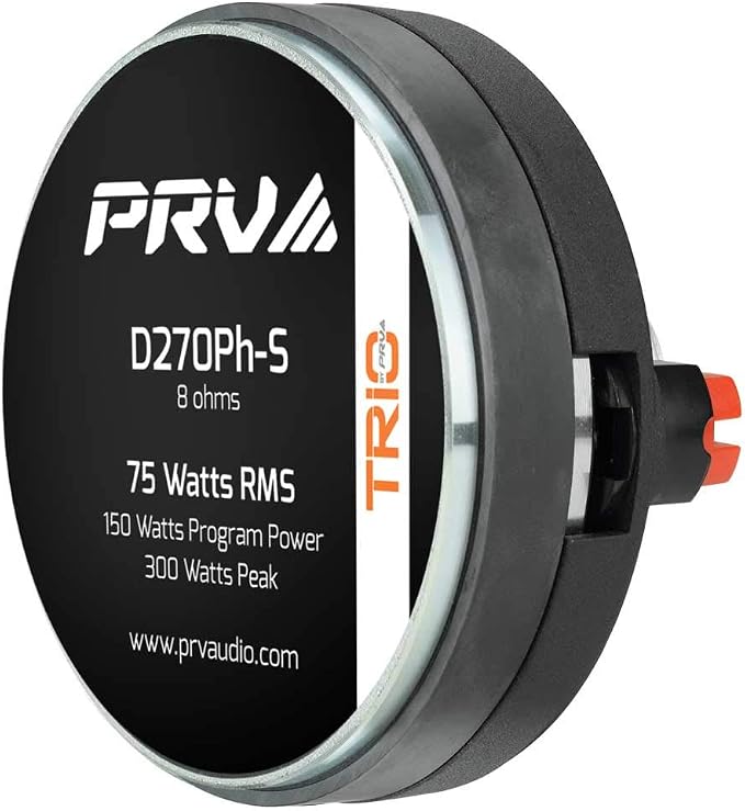 PRV AUDIO D270Ph Compression Driver 1" Exit Phenolic Driver for Vocal Reproduction, 2" Voice Coil 150 Watts 8 Ohms Improved Performance on New Compact Design (Single)