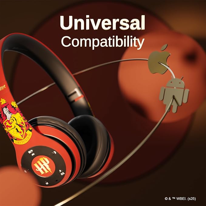 Harry Potter Gryffindor Bluetooth Headphones with Built in Mic | Officially Licensed Wireless Headphones, Foldable Headset | Harry Potter Gifts for Women, Men, Teens, Kids & All Fans of Gryffindor