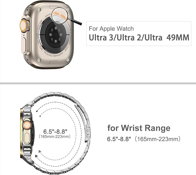 MioHHR Stainless Steel Watch Band with Case Compatible with Apple Watch Ultra3 2 1(49mm),Rugged Strap with Metal Protective Bumper Cover for iWatch Band Men(Silver/Gold)