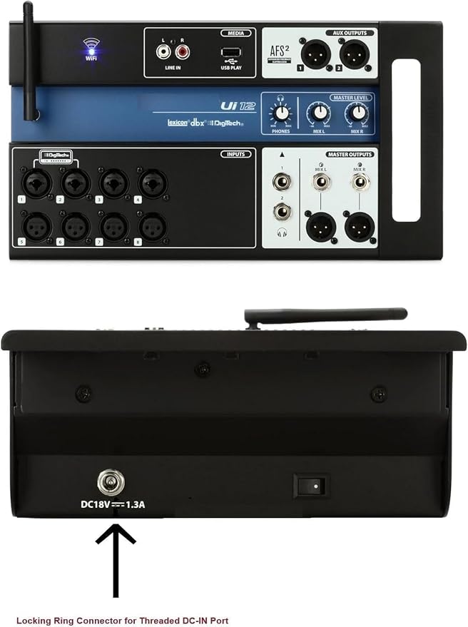 Threaded Locking AC Adapter Compatible with Soundcraft Ui12 Digital Mixer