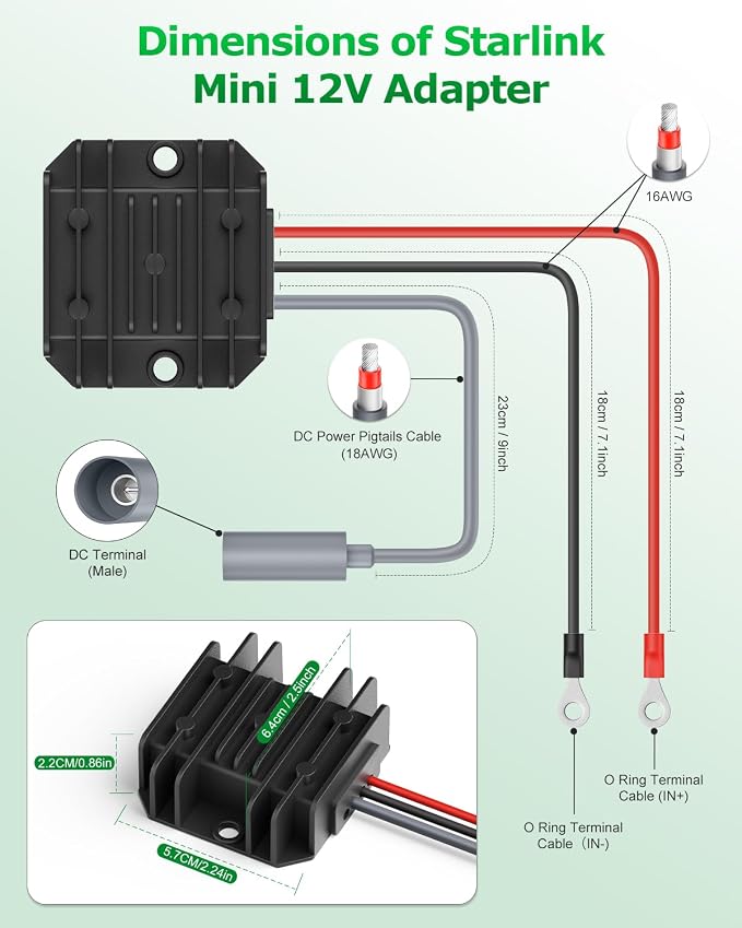 Starlink Mini 12V Adapter DC Step Up Converter 12V to 30V 3.5A Smart Boost Starlink Mini Power Supply Cable Battery Pack Black for RV Accessories 9-28V Input with Waterproof DC Port No Voltage Drop