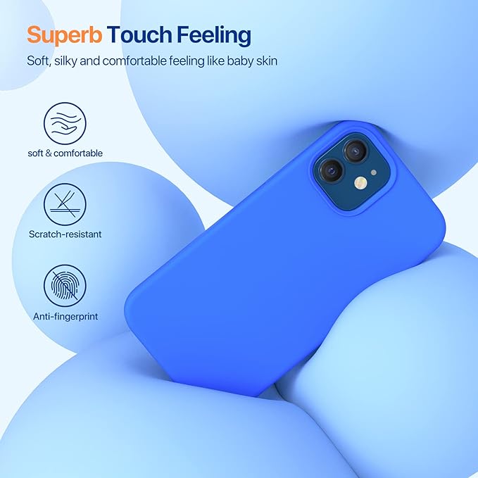 Miracase Compatible with iPhone 12 Case and iPhone 12 Pro Case, Liquid Silicone Gel Rubber Full Body Protection Shockproof Drop Protection Phone Case for iPhone 12/12 Pro 6.1 inch, Mediterranean Blue
