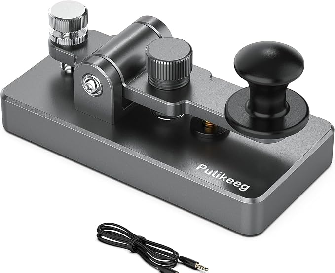 Putikeeg Classical Morse Mini Code Key Morse Code Paddle Aluminum Alloy Mini-Key CW Portable Practice Key Grey