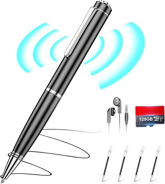 Voice Recorder with Playback, 128GB Digital Voice Activated Recorder with Intelligent Noise Reduction, Recording Device, 4800Hrs Smart Tap Dictaphone for Lectures Meeting, Class, Work, Interviews