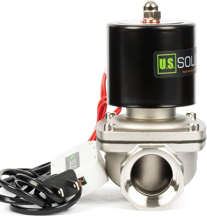 U.S. Solid Smart WiFi Stainless Steel Solenoid Valve, 1-1/4", 110V AC, Normally Closed, App Remote Control for Irrigation & Automation