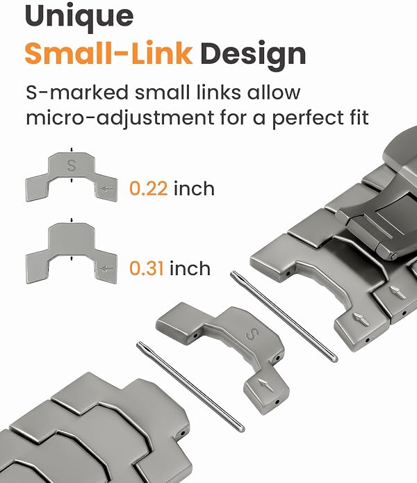 Grade 5 Titanium Band for Apple Watch Ultra 3/2/1 49mm & Series 11/10 46mm, DLC Coating Anti-Scratch Ultra 3 Band with Small-Link Design for Precise Fit, Secure Butterfly Clasp Band for Men