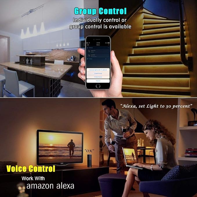 LED Under Cabinet Lighting, Dimmable Under Counter LED Light Bar, WiFi Wireless Smart Phone APP Controlled, 12 inch Closet Light, 6 Panels Color Changing Kits, Compatible with Android, iOS and Alexa