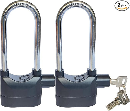 Long Cross-Beam Alarm Lock 110dba Universal Security Alarm Lock System Anti-Theft for Door Motor Bicycle Padlock with 3 Keys (2PCS)