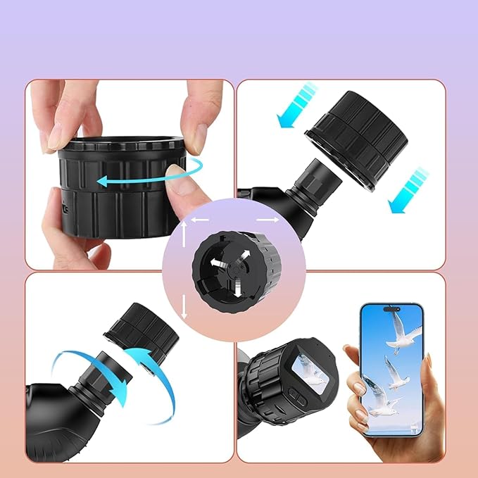 64GB Telescope Camera Digital Eyepiece: 2K Video Recording, WiFi Telescope Microscope Accessory, 25-50mm Eyepiece Adapter, Screen Support, App Control, Perfect for Astrophotography, Birds Watching
