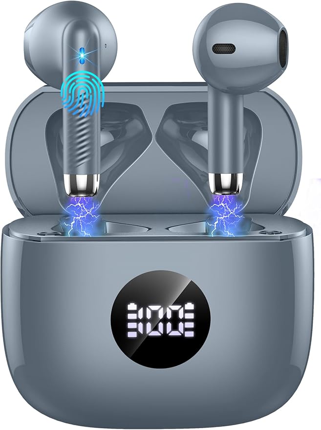 Wireless Earbuds, Bluetooth 5.4 Ear Buds LED Power Display Headphones Bass Stereo, Bluetooth Earbuds in-Ear Noise Cancelling Mic, 40H Playback Mini Case IP7 Waterproof Sports Earphones for Android iOS