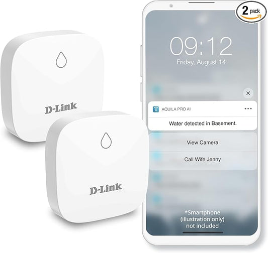 D-Link Add-on Remote Battery-Powered Water Leak Sensing Pod, Long-Range, Compatible Only with SW-A11KT 2-Pack (SW-A2/2)
