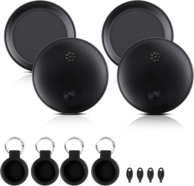 Dual System Bluetooth Tracker for iOS and Android: Smart Tag 4 Pack - Compatible with Apple Find My (iOS) & Google's Find Hub(Android) for Keys, Luggage, Wallet, Vehicles - Long Range Item Locator