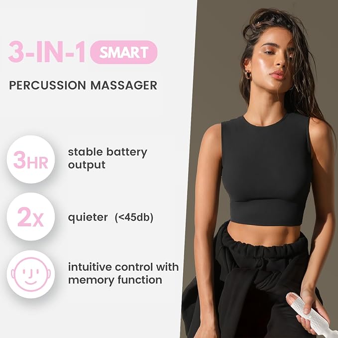 Niclove The Upgraded 3-in-1 Personal Massager – 3H Powerful Vibration, Quiet & Waterproof – 20 Modes 8 Speeds Muscle Therapy Stick for Deep Tissue, Sports Recovery, Cordless & Travel Friendly (Pink)