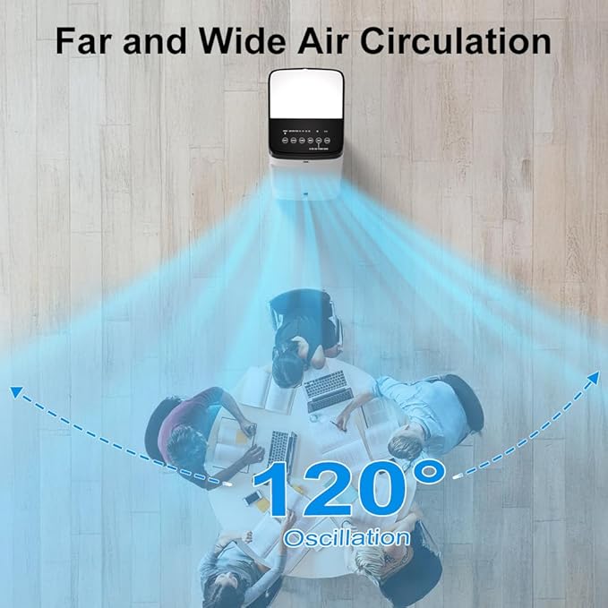 Uthfy Portable Air Conditioners, 3 In 1 Swamp Cooler with 6 Ice Packs, Evaporative Air Cooler with 120°Oscillation, 12H Timer, 3 Speeds, 4 Modes, Remote, Cooling Fan for Bedroom, Living Room, Office