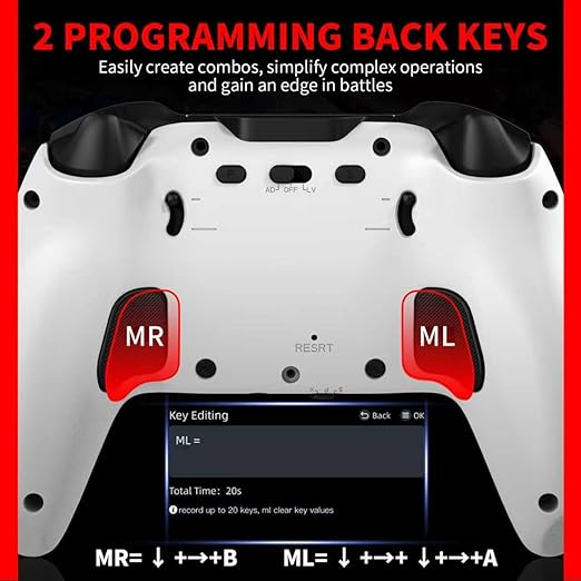 NBCP V6 Wireless PC Controller with Interactive Screen,Gyroscope Calibration & Joystick Drift Repair Function,for PC Windows 7,8,10,11/Android/iOS,Hall Effect Joystick & Trigger,Programmable,Turbo Function,5-Level Vibration Feedback,1000Hz Polling Rate...