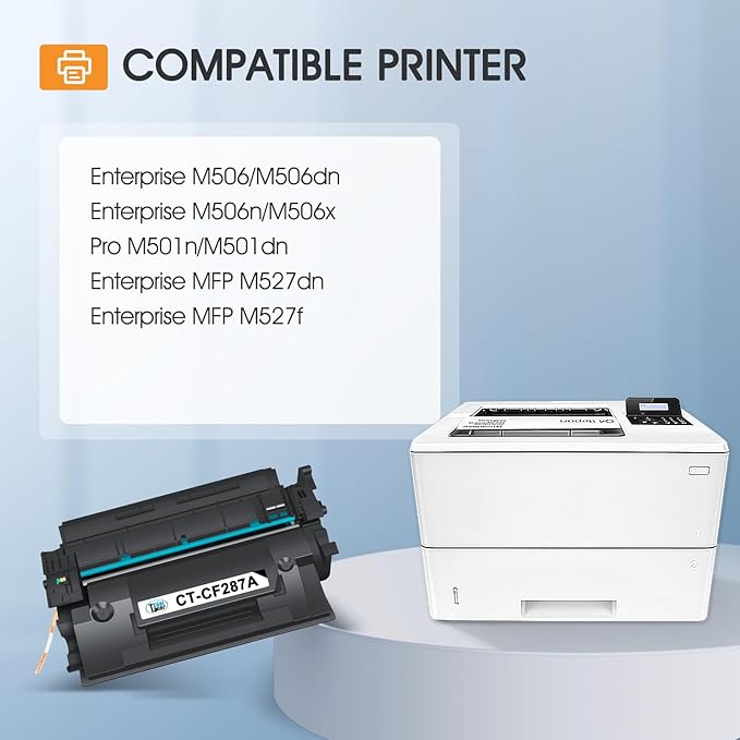 CF287A 87A Black Toner Cartridge CF287X 87X for HP Printer M506 Pro M501 M501dn Compatible for HP LaserJet Enterprise M506dn M506n M506x MFP M527dn M527f M527 Series Printer Ink 2 Pack