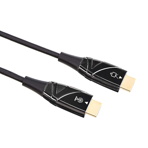 Amazon Basics HDMI Fiber Optic Cable with Gold Plated Connectors, 18Gbps High-Speed, 4K@60Hz, 2160p, 48-Bit Color, Ethernet Ready, Ultra Thin, 30 feet, Black
