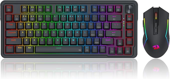 Redragon S168 3-Mode Wilreess Gaming Keyboard & Mouse Combo, 81 Keys K673 PRO RGB Gasket Keyboard and 8000 DPI M693 Gaming Mouse Bundle, Convenient Shared Dongle