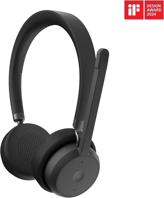 Lenovo Wireless VoIP Headset Teams Certified, Noise-Canceling Mic, Bluetooth 5.3 Multipoint, USB-A Receiver, 31-Hour Talk & 60-Hour Playback, Lightweight Over-Ear Design, Replaceable Earcups