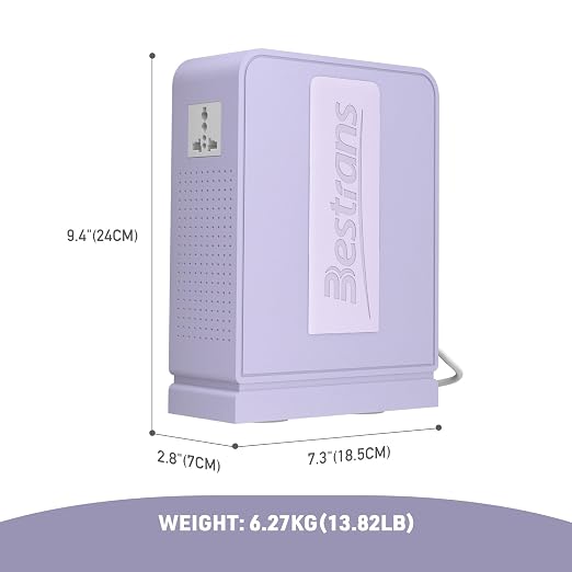 2000W Step Up Transformer 110v to 220v Converter, Heavy Duty Voltage Converter 110v-120v to 220v-240v with Dual Outlets, Overload Protection & Ultra-Quiet for Home Appliances,Light Purple