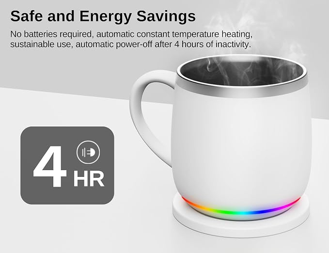 Smart Mug with LED Temperature Display – Coffee Warmer for Office & Home, Perfect Gift for Coffee Lovers,Black