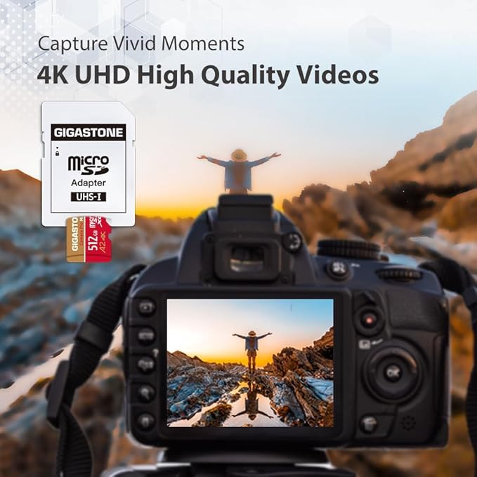 【5-Years Data Recovery】 GIGASTONE 512GB Micro SD Card 2-Pack, Camera Pro MAX, A2 V30 MicroSDXC Memory Card for Gopro, Action Cams, 4K UHD Video, Up to 170/140 MB/s, UHS-I U3 C10 with Adapter