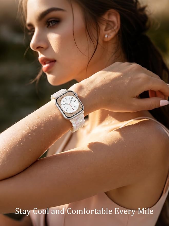 V-MORO Compatible with Resin Apple Watch Bands Series 11/10/9/8/7 46mm 45mm 44mm 42mm,Fashion Lightweight Resin Bracelet Wristband with Metal Buckle for iWatch Ultra 49mm Series 6/5/4/3/2/1/SE