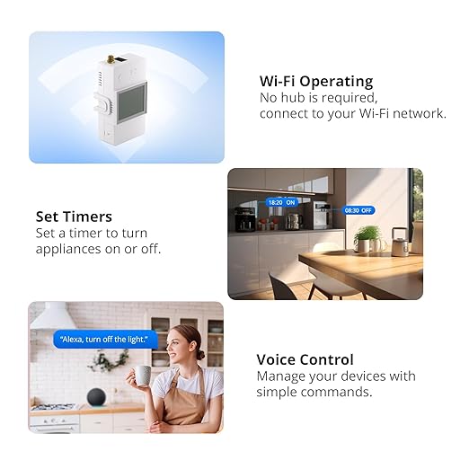 SONOFF POWCT Smart Power Meter, WiFi Connected Switch with Overload Protection, Real-Time Energy Monitoring, LCD Display, Work with Amazon Alexa/Google Home/IFTTT