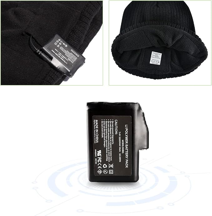 7.4V 2200MAH Rechargeable Li-Polymer Electric Batteries for Heated Gloves,Warmer Winter Heated Fleece Cap and Thermal Heated Socks (2 Pack Included)