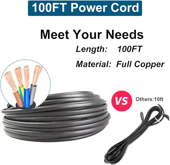 Deep Well Submersible Pump with Control Box, 1HP 110V Deep Well Pump Submersible Water Pump for Industrial Irrigation and Home, 100FT Power Cord, 33GPM,305FT Lift,Long Life,4" OD