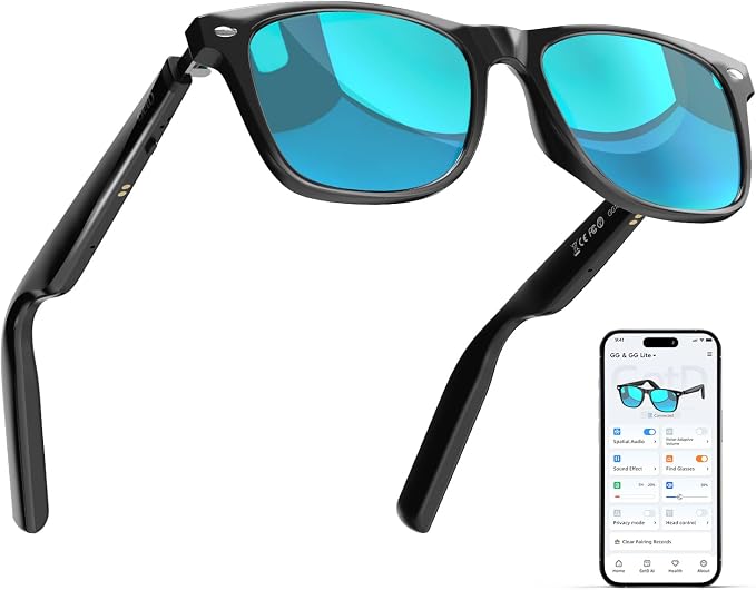 AI Glasses for Men & Women, Smart Glasses Powered by ChatGPT, AI Real-time Translation with 107 languages, 11H Music Play, Bluetooth Sunglasses with Polarized Lens, UV Protection for Daily Use, Travel