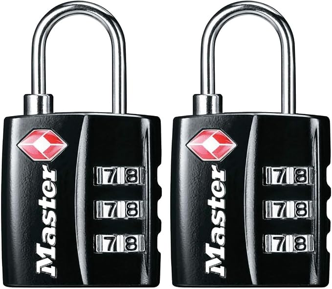 Master Lock 4680DBLK TSA-Approved Luggage Lock, 1-3/16-in. Wide, Black (Pack of 2)