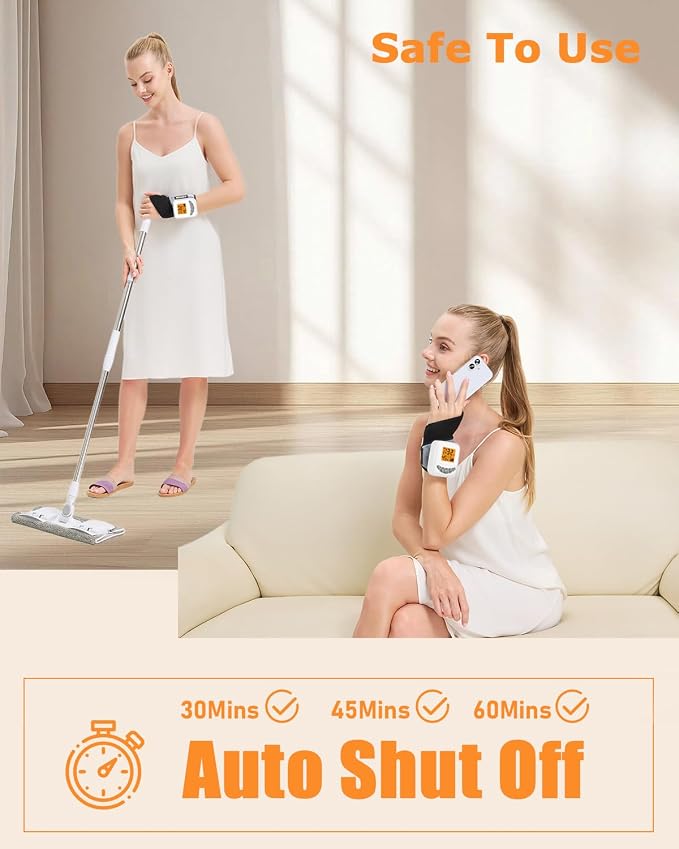 Cordless Wrist Heating Pad for Arthritis and Carpal Tunnel Relief, 5000mAh Battery Wrist Massager, 3-Level Vibration Massage, 104-140°F Adjustable Temp, 30/45/60Mins Timer, Type-C Cable & Storage Bag