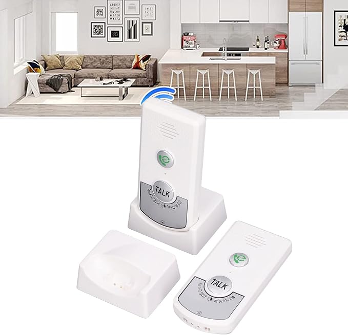 Intercoms Wireless For Home 2 Way Talk Doorbell Voice Intercom, Walkie Talkies Long Range 1000ft Caregiver Pager Intercom Intercomunicador Indoor Outdoor System for Home Hospital Office (White)