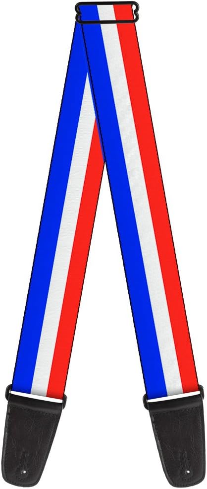 Buckle-Down Guitar Strap Stripes Blue White Red 2 Inches Wide