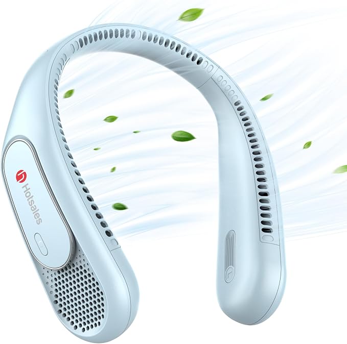 Hotsales Neck Fan, Hands Free Bladeless Neck Fans Portable Rechargeable, 6000 mAh Battery Operated Wearable Personal Fan, Cooling Neck Fan, 3 Speeds, USB Fan Gifts for Men, Women, Travel, Outdoor