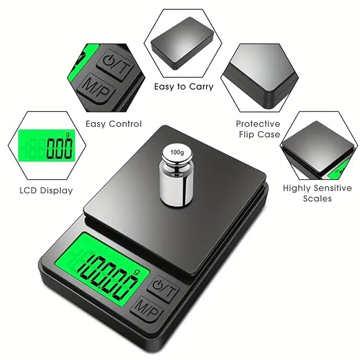 Luggage Weight Scale, 4pcs Precision Pocket Scale 1000g 0.1g Digital Food Jewelry with Backlight LCD Mini Scale for Travel,Hand Scale(0.1g 1000g)