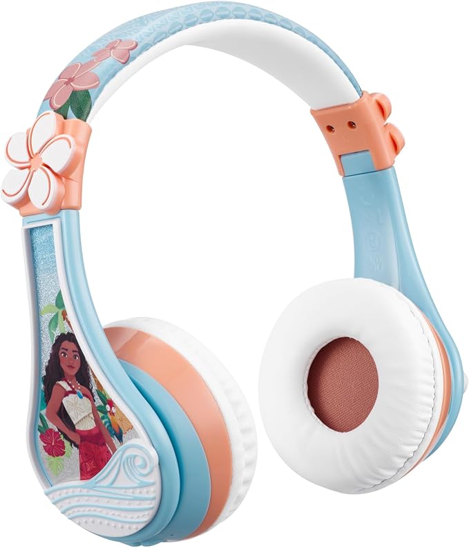 Disney Moana 2 Bluetooth Headphones for Kids Wireless Headphones for School | Volume Reduced and Built-in Microphone