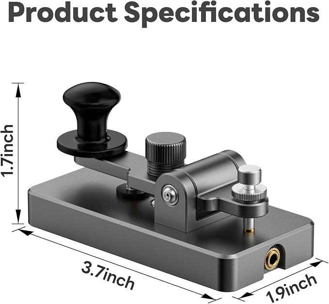 Putikeeg Classical Morse Mini Code Key Morse Code Paddle Aluminum Alloy Mini-Key CW Portable Practice Key Grey