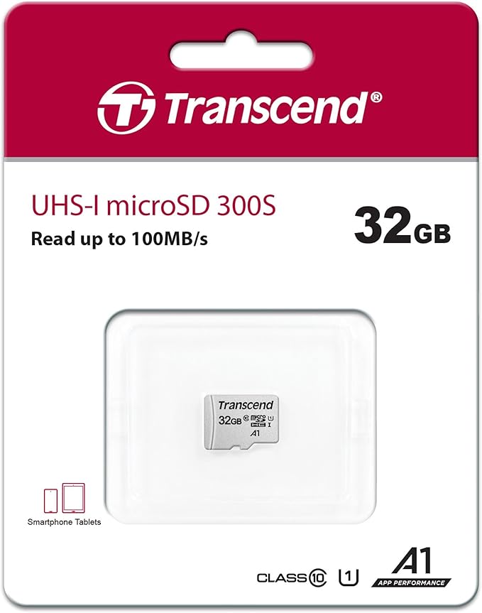 Transcend 32GB microSDXC Micro SD Card A1 UHS-I U1 C10, Up to 100MB/s, Full HD Video Memory Card for Nintendo-Switch/Steam Deck/ROG Ally/MSI Claw/GoPro/DJI/Insta360/Action Camera/Home Camera
