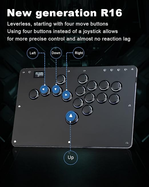 Haute42 Leverless Controller Arcade Stick: Haute42 R16 Black Leverless Controller with Rims,Premium Black Leverless Controller with Crystal Low-Profile Switch for PC/PS4/Switch Game,Support Hot Swap & SOCD