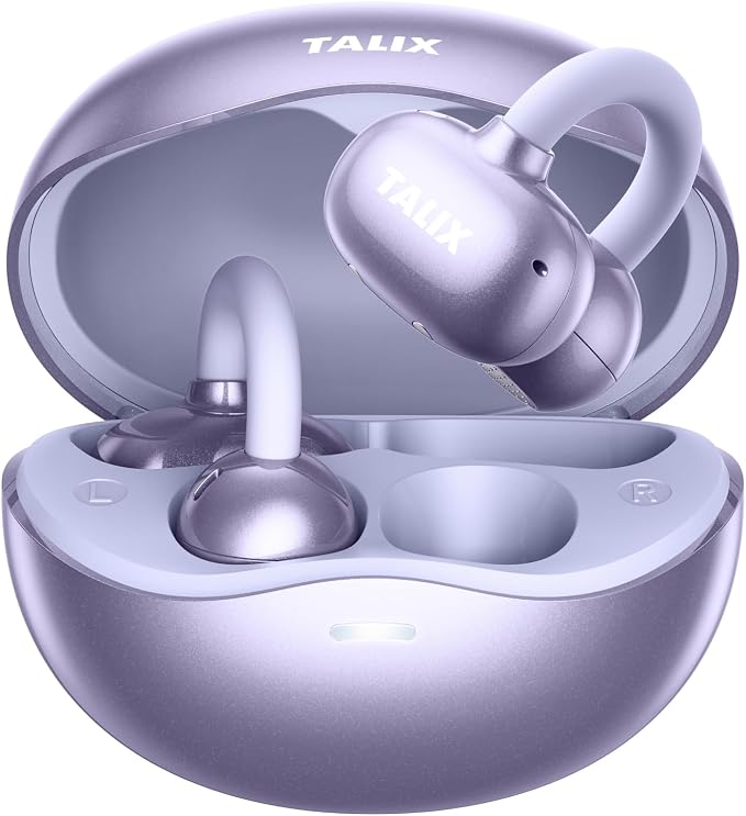 TALIX Ultra Open Ear Earbuds X6, Clip-On Headphone with Directional Sound, Ultra-Light Comfort Fit, Bluetooth 5.4 Wireless Earbuds, 26H Playtime, Spatial Sound, for Running, Workout& Daily Use(Purple)